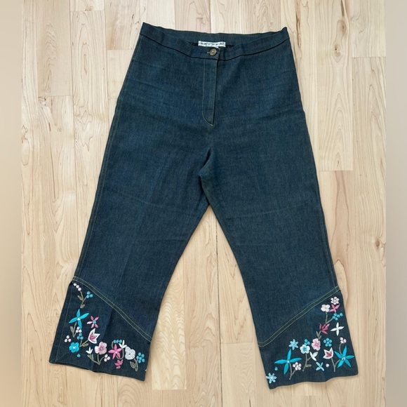 Vintage! Anitsa Paris Flower Jeans Capris - Picture 1 of 6